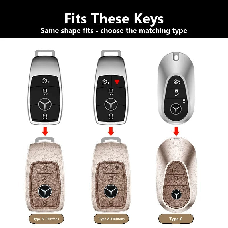 Mercedes-Benz Hand-Engraved Leather Key Case – New Oval Smart Key