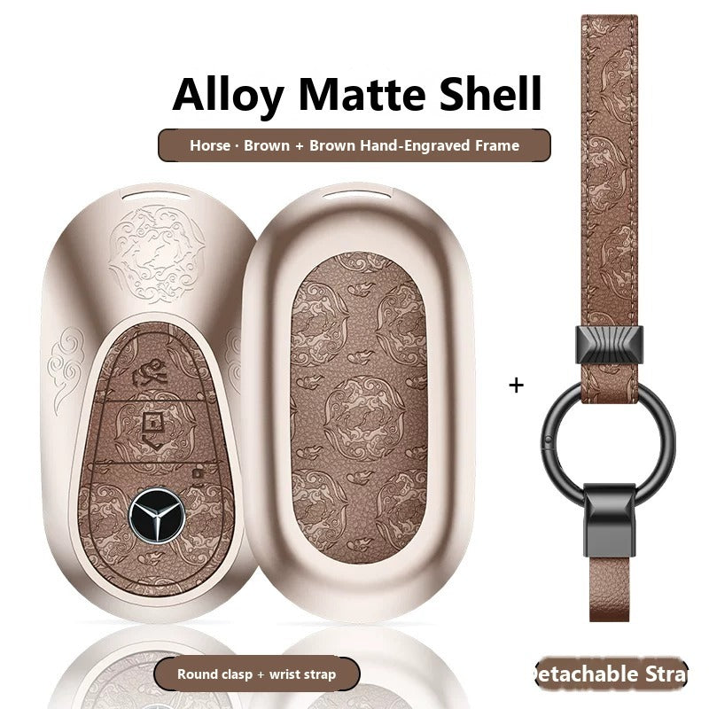 Mercedes-Benz Hand-Engraved Leather Key Case – New Oval Smart Key