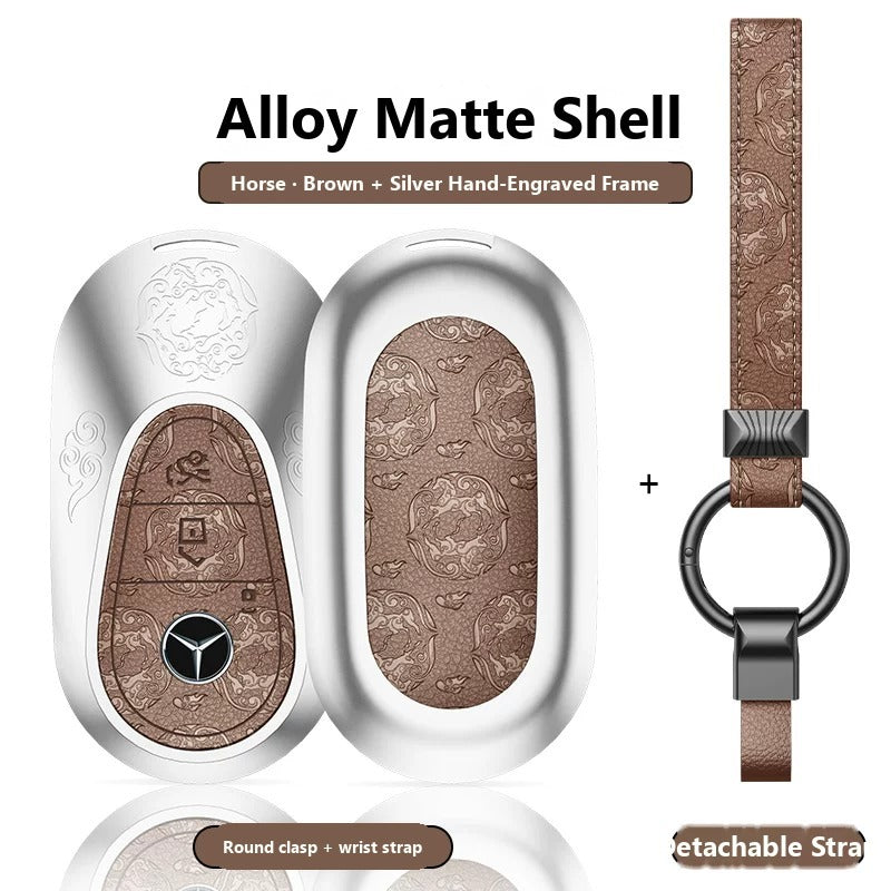Mercedes-Benz Hand-Engraved Leather Key Case – New Oval Smart Key