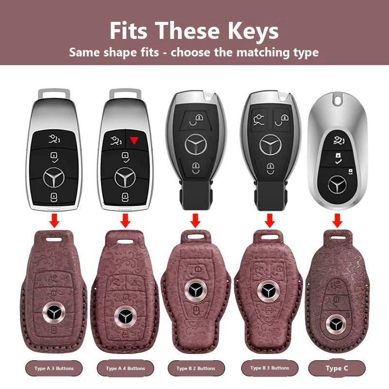 Mercedes-Benz Dragon & Phoenix Leather Key Case – Classic Smart Key