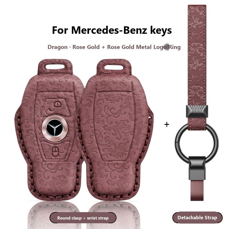 Mercedes-Benz Dragon & Phoenix Leather Key Case – Classic Smart Key