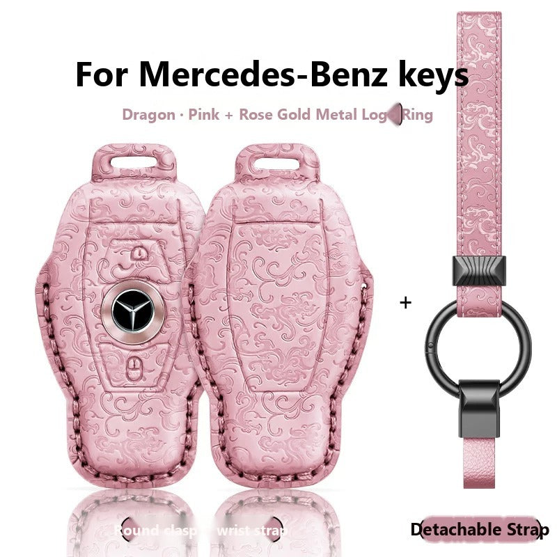 Mercedes-Benz Dragon & Phoenix Leather Key Case – Classic Smart Key