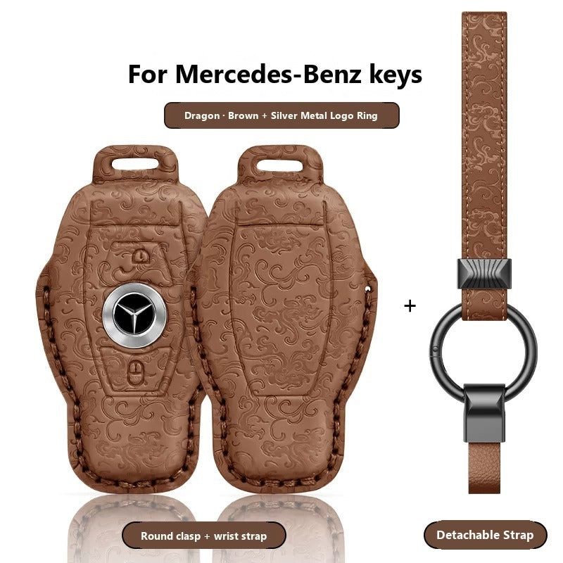 Mercedes-Benz Dragon & Phoenix Leather Key Case – Classic Smart Key
