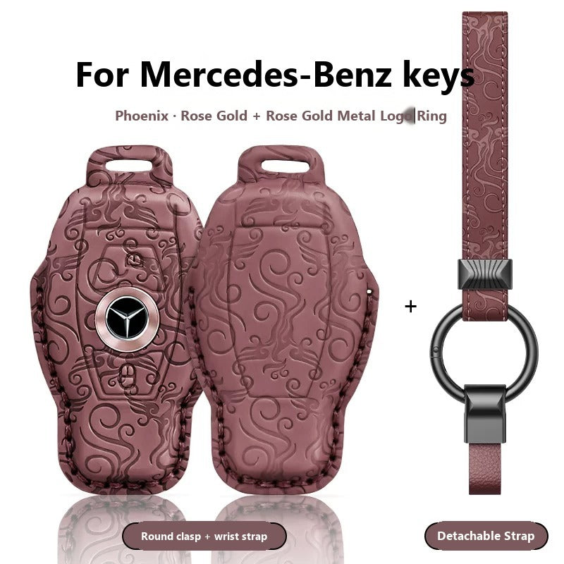 Mercedes-Benz Dragon & Phoenix Leather Key Case – Classic Smart Key