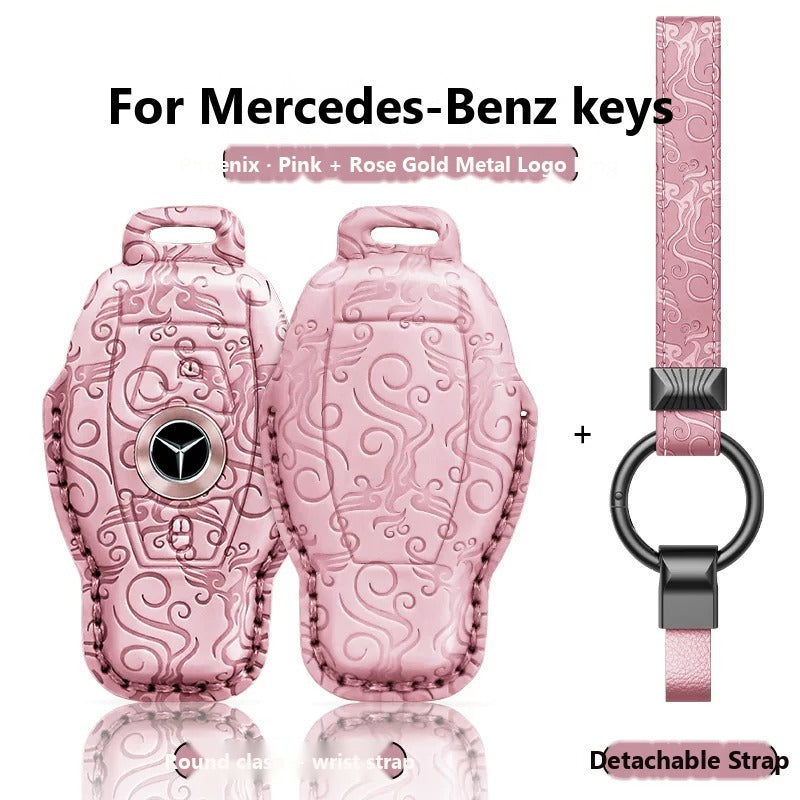 Mercedes-Benz Dragon & Phoenix Leather Key Case – Classic Smart Key
