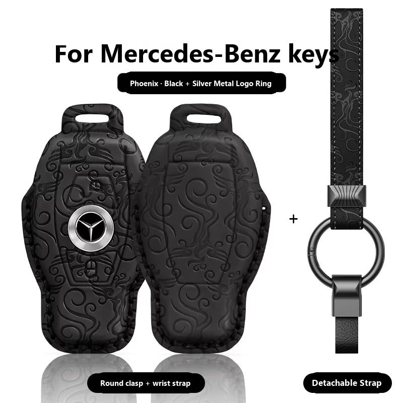Mercedes-Benz Dragon & Phoenix Leather Key Case – Classic Smart Key