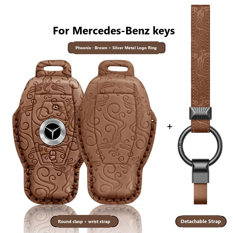 Mercedes-Benz Dragon & Phoenix Leather Key Case – Classic Smart Key