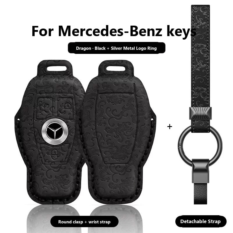 Mercedes-Benz Dragon & Phoenix Leather Key Case – Classic Smart Key