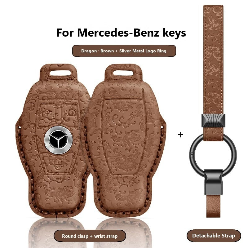 Mercedes-Benz Dragon & Phoenix Leather Key Case – Classic Smart Key