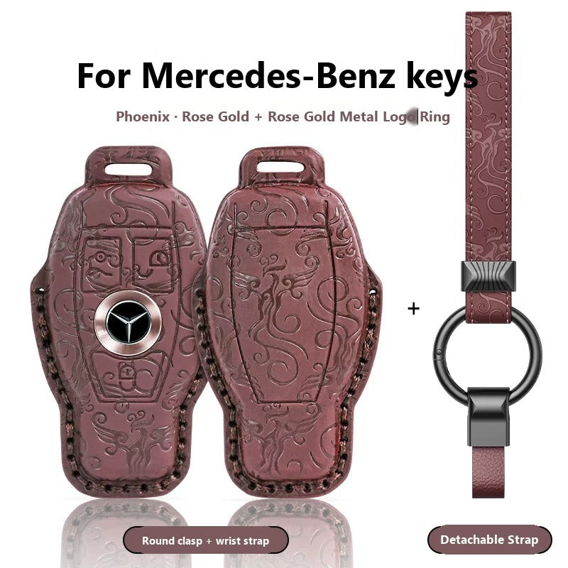 Mercedes-Benz Dragon & Phoenix Leather Key Case – Classic Smart Key