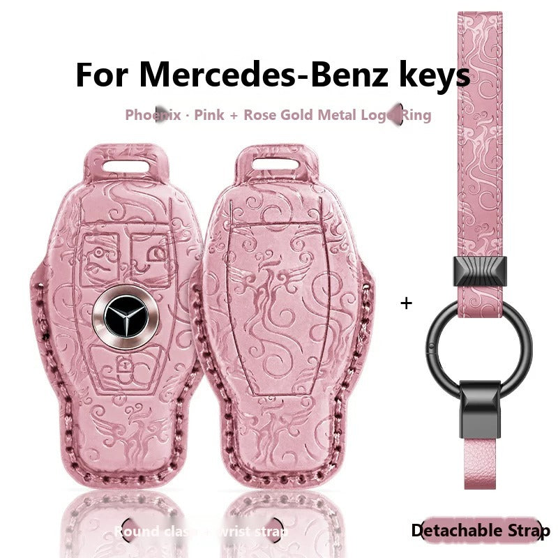 Mercedes-Benz Dragon & Phoenix Leather Key Case – Classic Smart Key