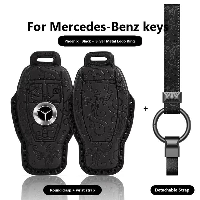 Mercedes-Benz Dragon & Phoenix Leather Key Case – Classic Smart Key