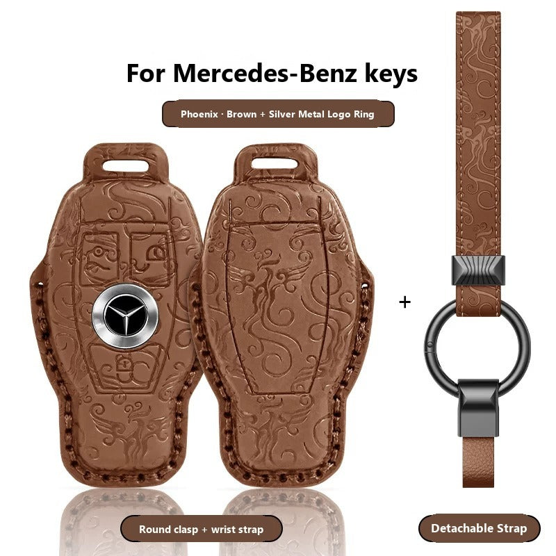 Mercedes-Benz Dragon & Phoenix Leather Key Case – Classic Smart Key