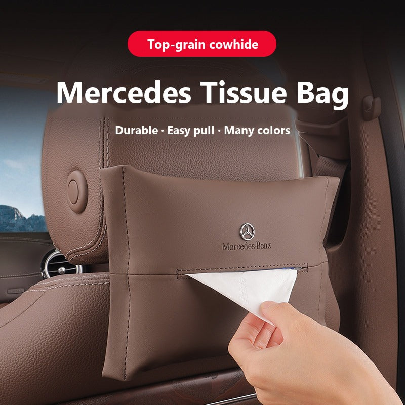 Mercedes leather hanging tissue bag