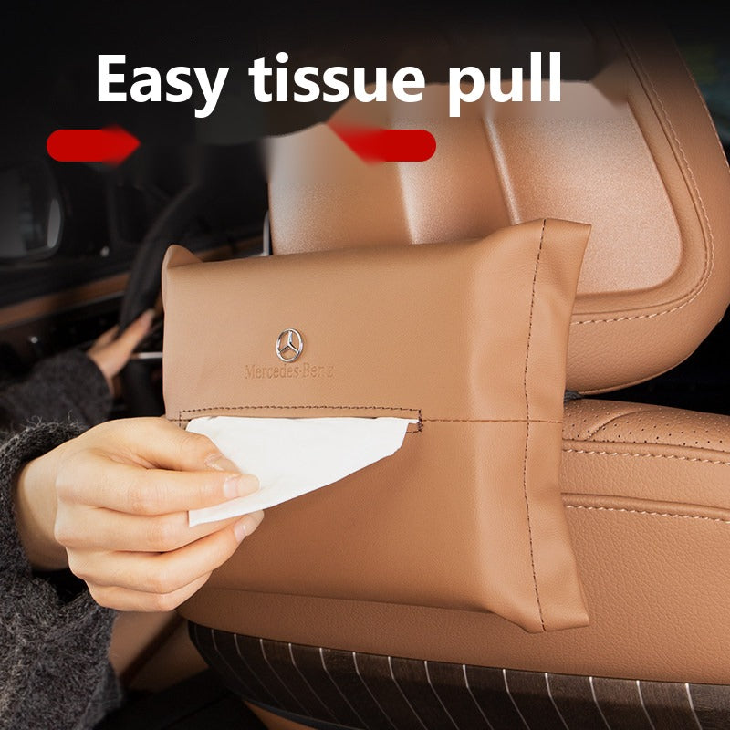 Mercedes leather hanging tissue bag