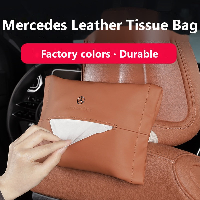 Mercedes leather hanging tissue bag
