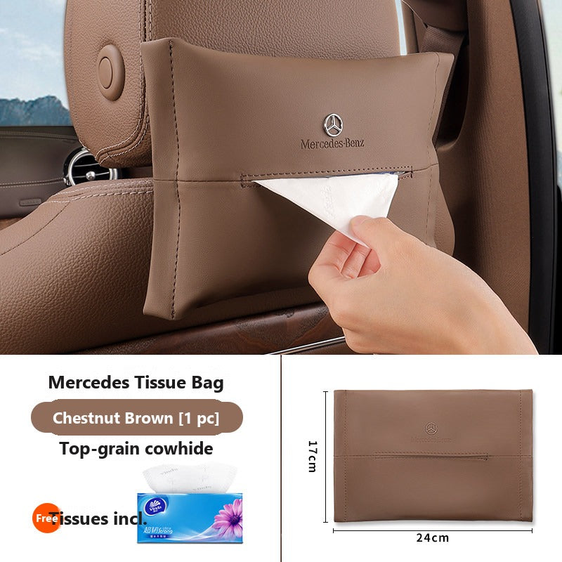 Mercedes leather hanging tissue bag