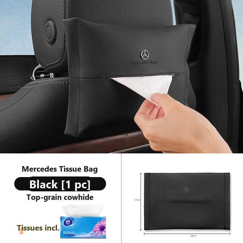 Mercedes leather hanging tissue bag