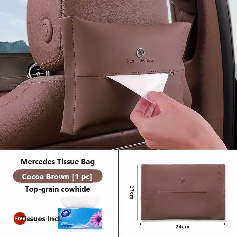 Mercedes leather hanging tissue bag