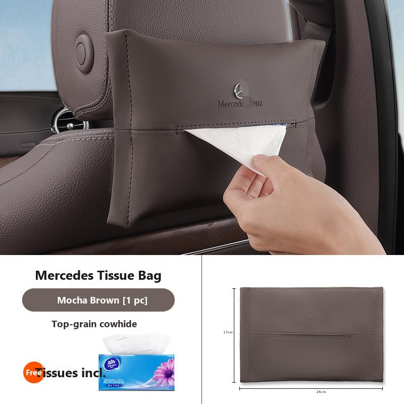 Mercedes leather hanging tissue bag