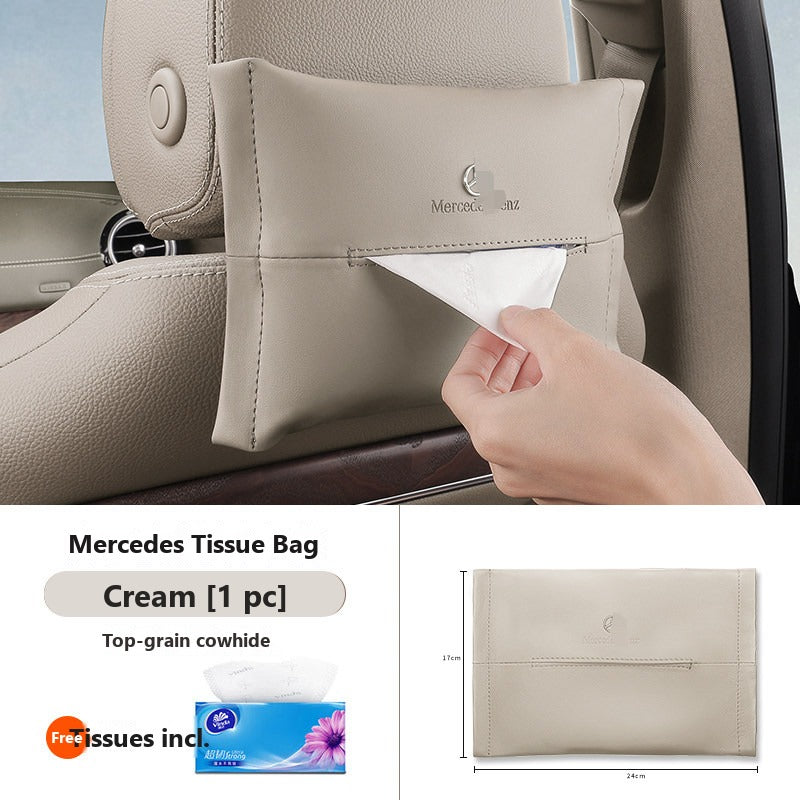 Mercedes leather hanging tissue bag