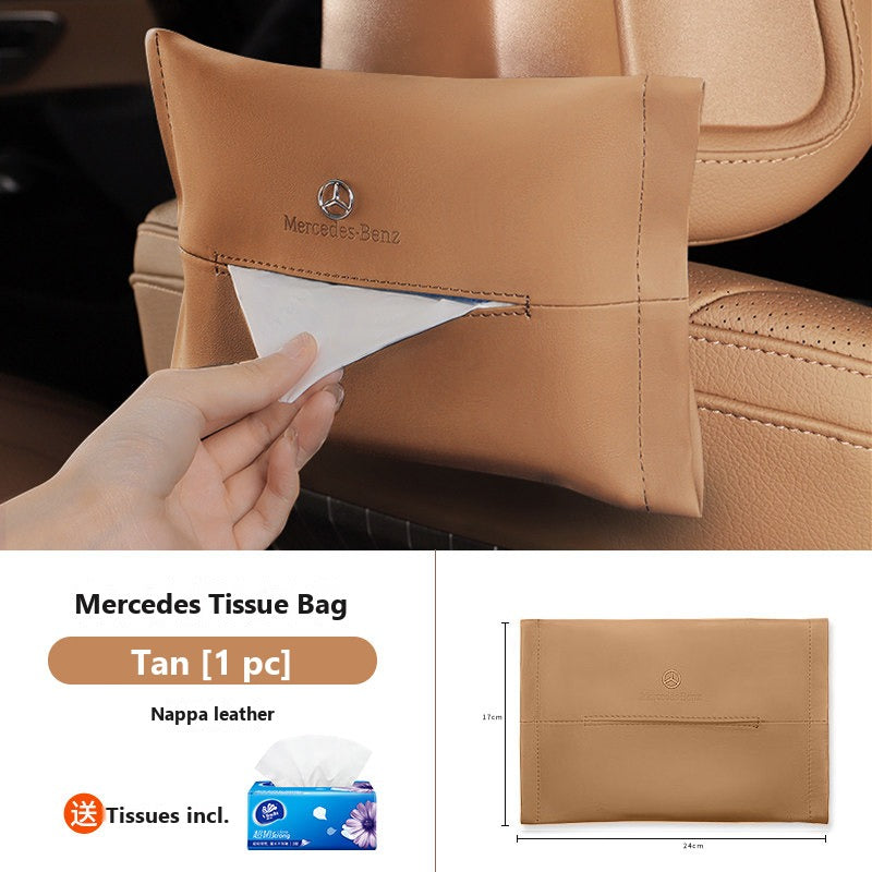 Mercedes leather hanging tissue bag