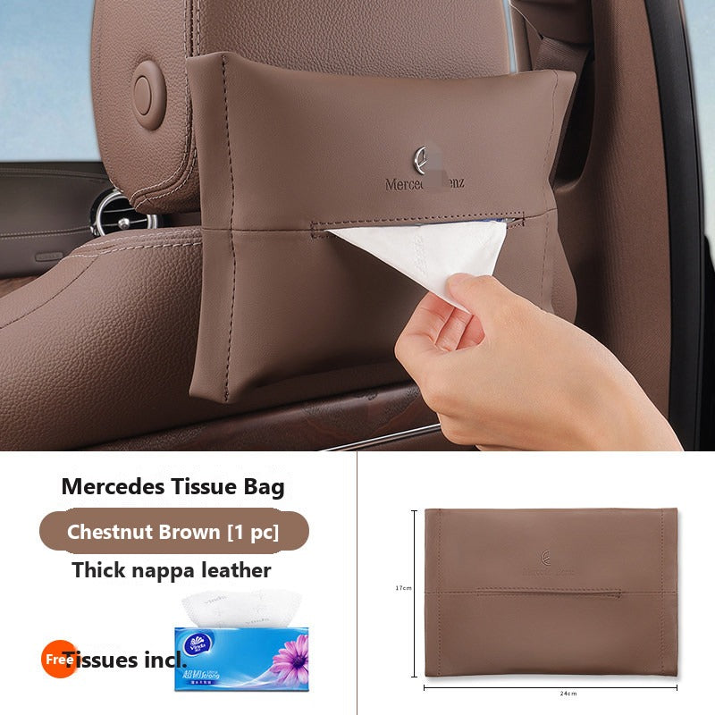 Mercedes leather hanging tissue bag