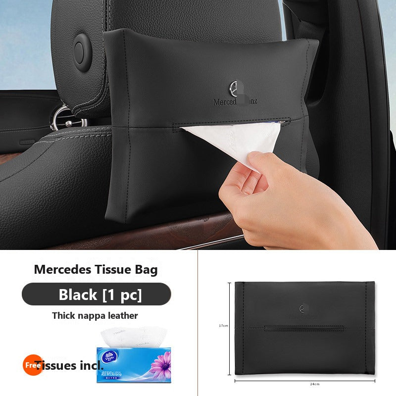 Mercedes leather hanging tissue bag
