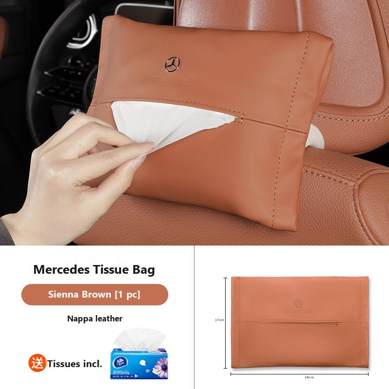 Mercedes leather hanging tissue bag