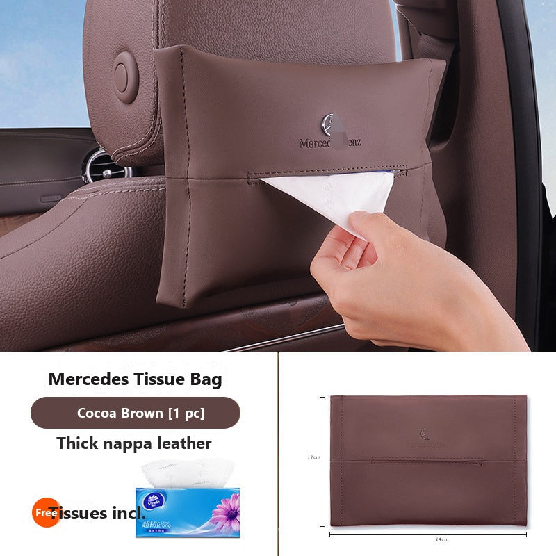 Mercedes leather hanging tissue bag