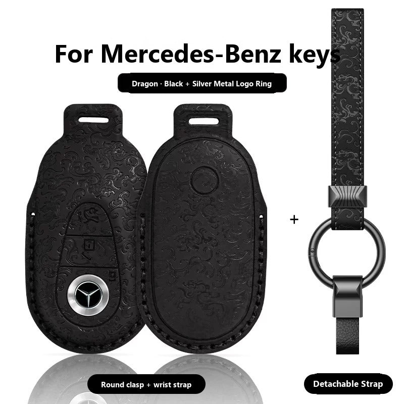 Mercedes-Benz Dragon & Phoenix Leather Key Case – New Oval Smart Key