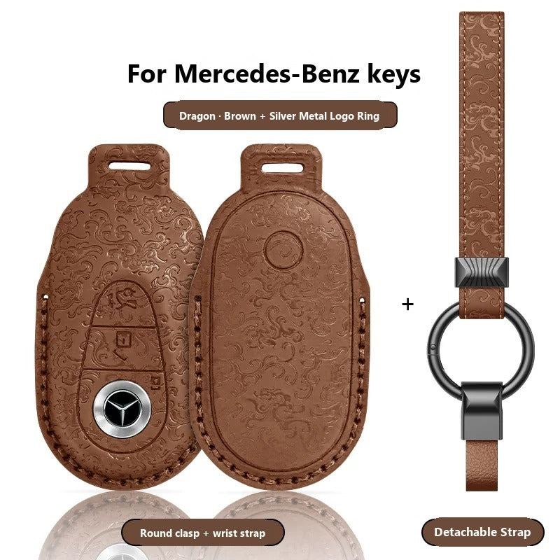 Mercedes-Benz Dragon & Phoenix Leather Key Case – New Oval Smart Key