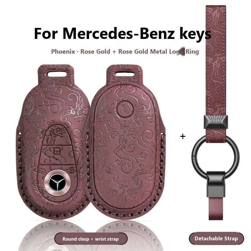 Mercedes-Benz Dragon & Phoenix Leather Key Case – New Oval Smart Key