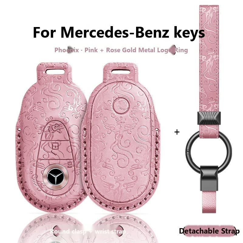 Mercedes-Benz Dragon & Phoenix Leather Key Case – New Oval Smart Key