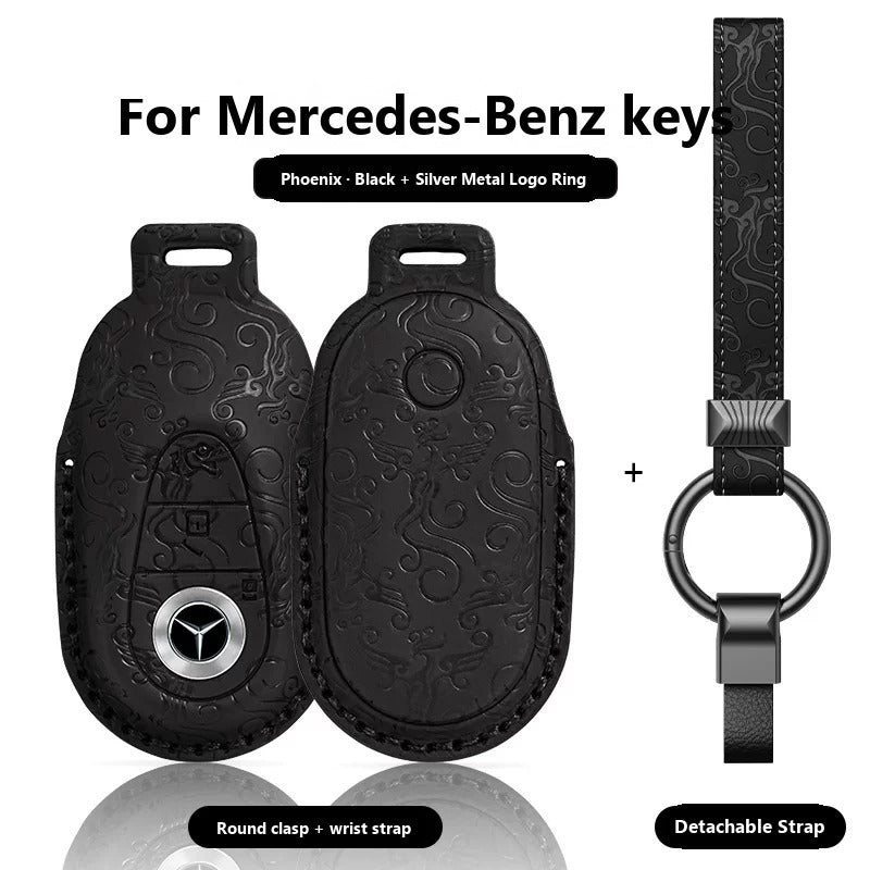 Mercedes-Benz Dragon & Phoenix Leather Key Case – New Oval Smart Key