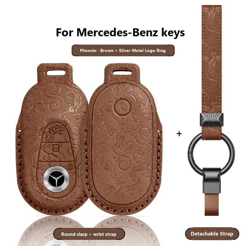 Mercedes-Benz Dragon & Phoenix Leather Key Case – New Oval Smart Key