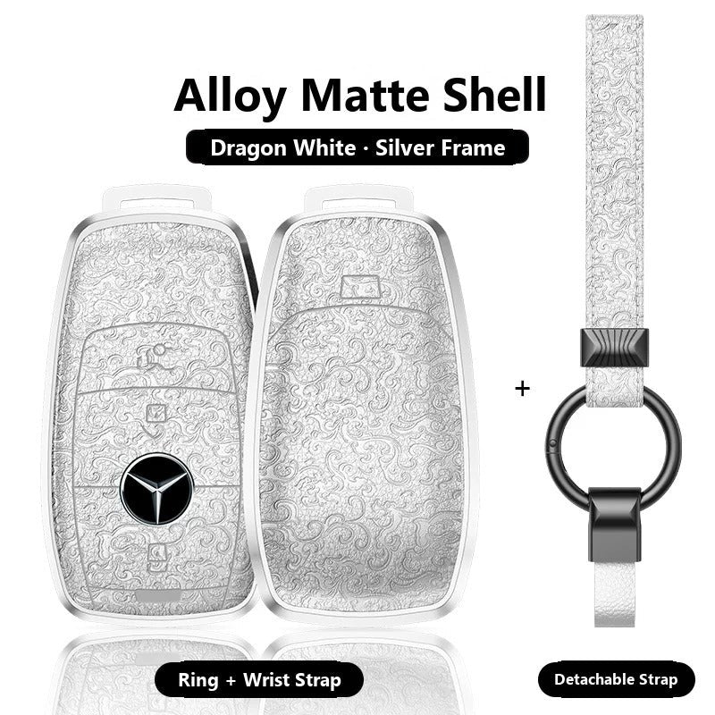 Mercedes-Benz Engraved Alloy Leather Key Case with Wrist Strap – Rectangular Smart Key