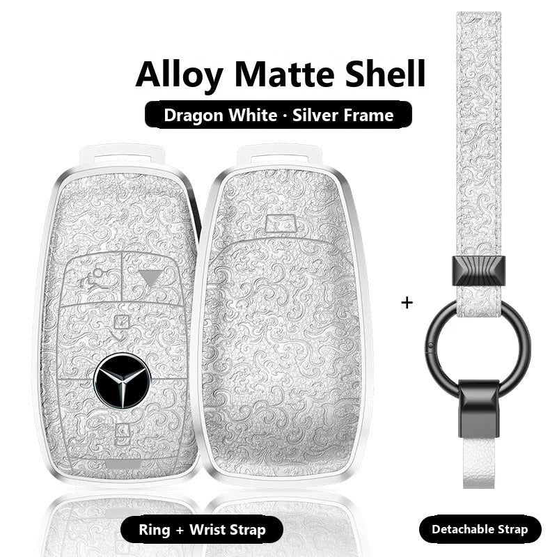 Mercedes-Benz Engraved Alloy Leather Key Case with Wrist Strap – Rectangular Smart Key