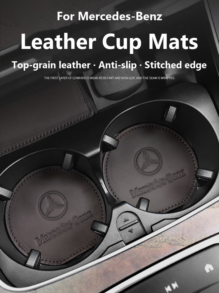Mercedes leather cup mats