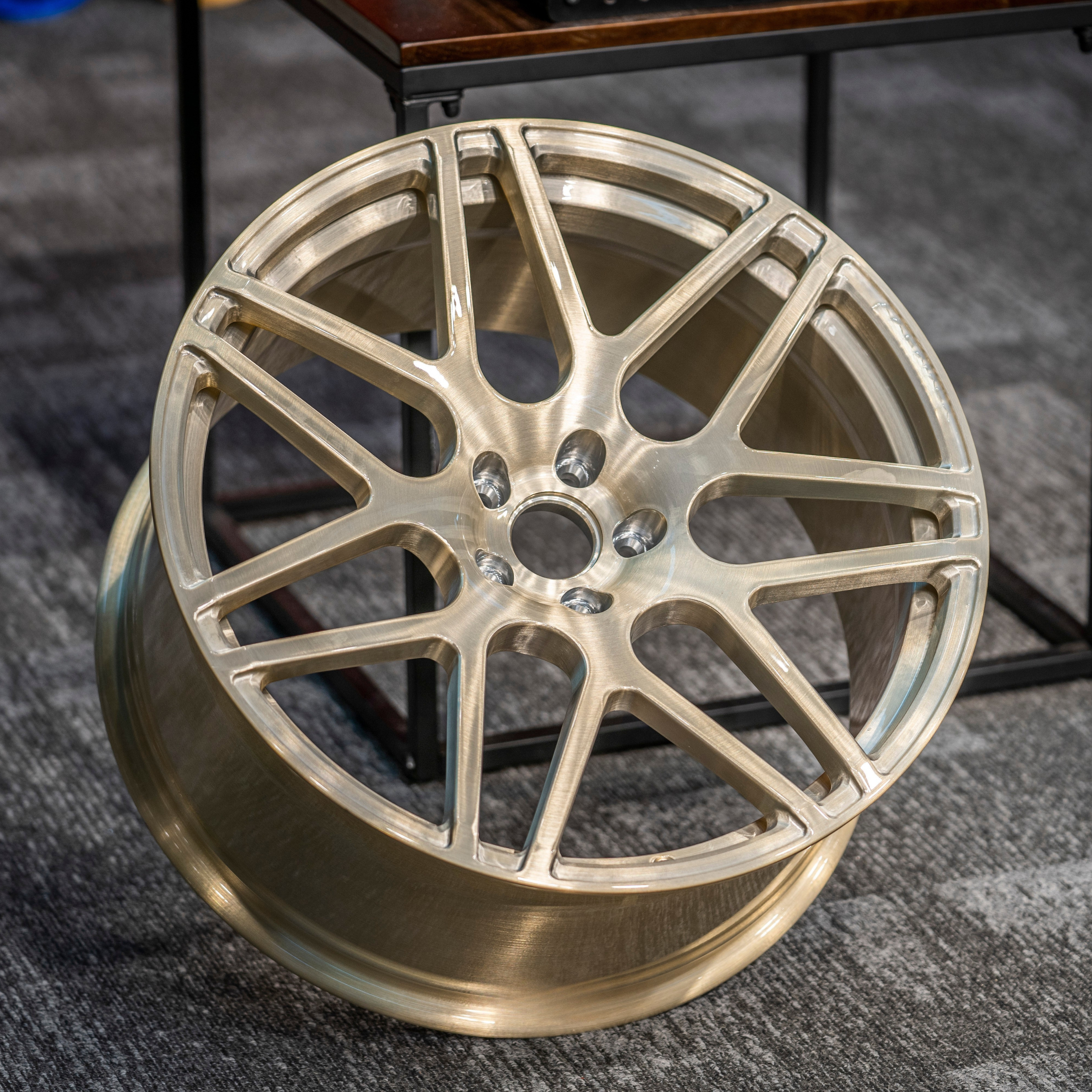 UMPARTS T6061 Forged Alloy Wheel – Multi-Spoke Performance Rim | Brushed Champagne Finish