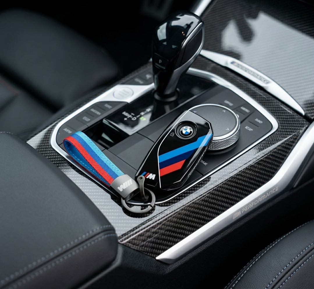 Leather Key Fob Case with Strap for BMW 5 & 7 Series