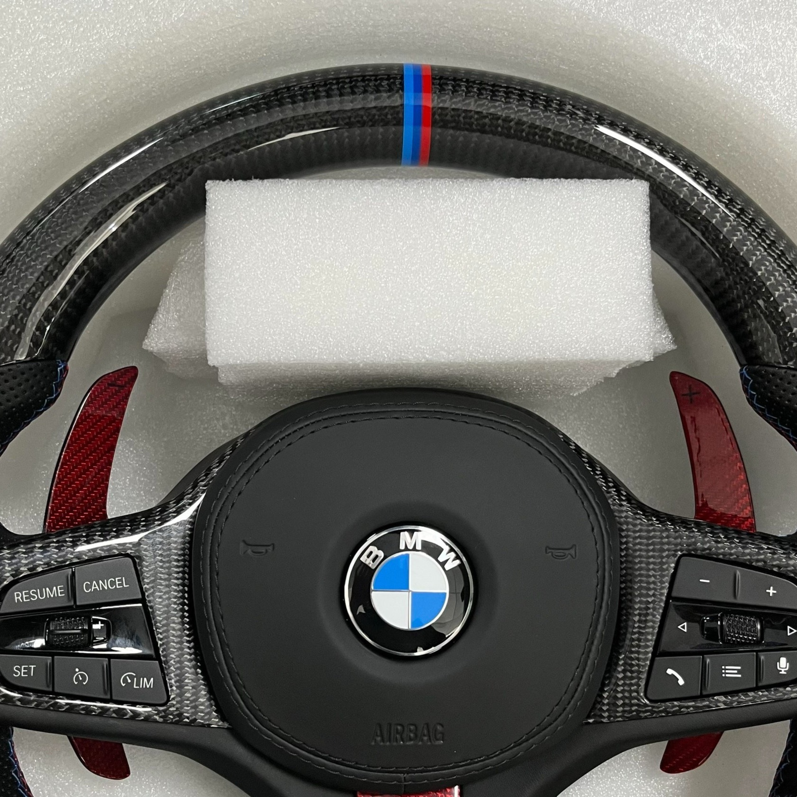 Carbon Fiber Red Paddle Shifters  Steering Wheel For BMW F90  G05 G20 G30 G80 G82  G Series Fit Customized upgrade Steering Wheel upper side