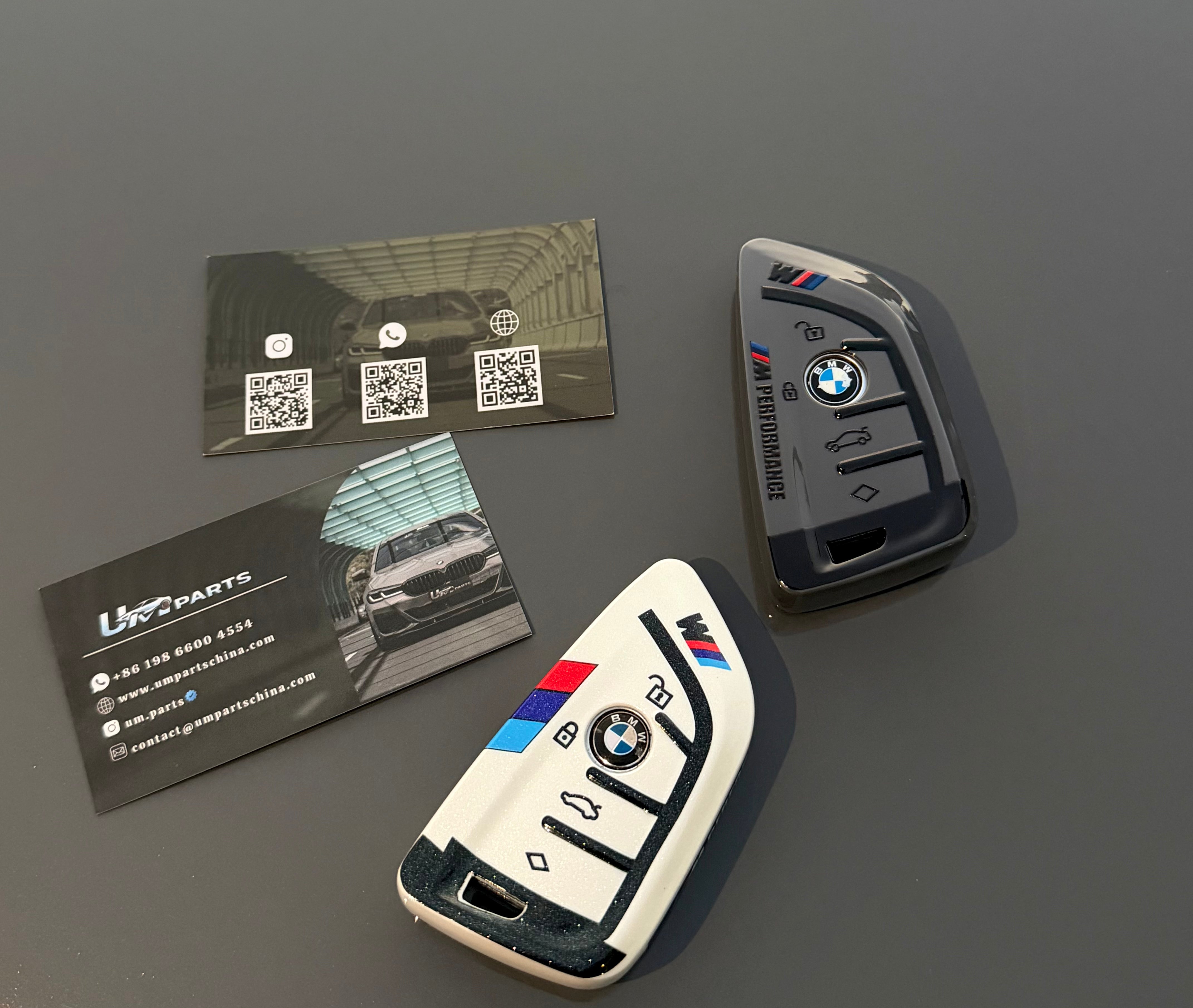 Leather Key Fob Case with Keyring for BMW