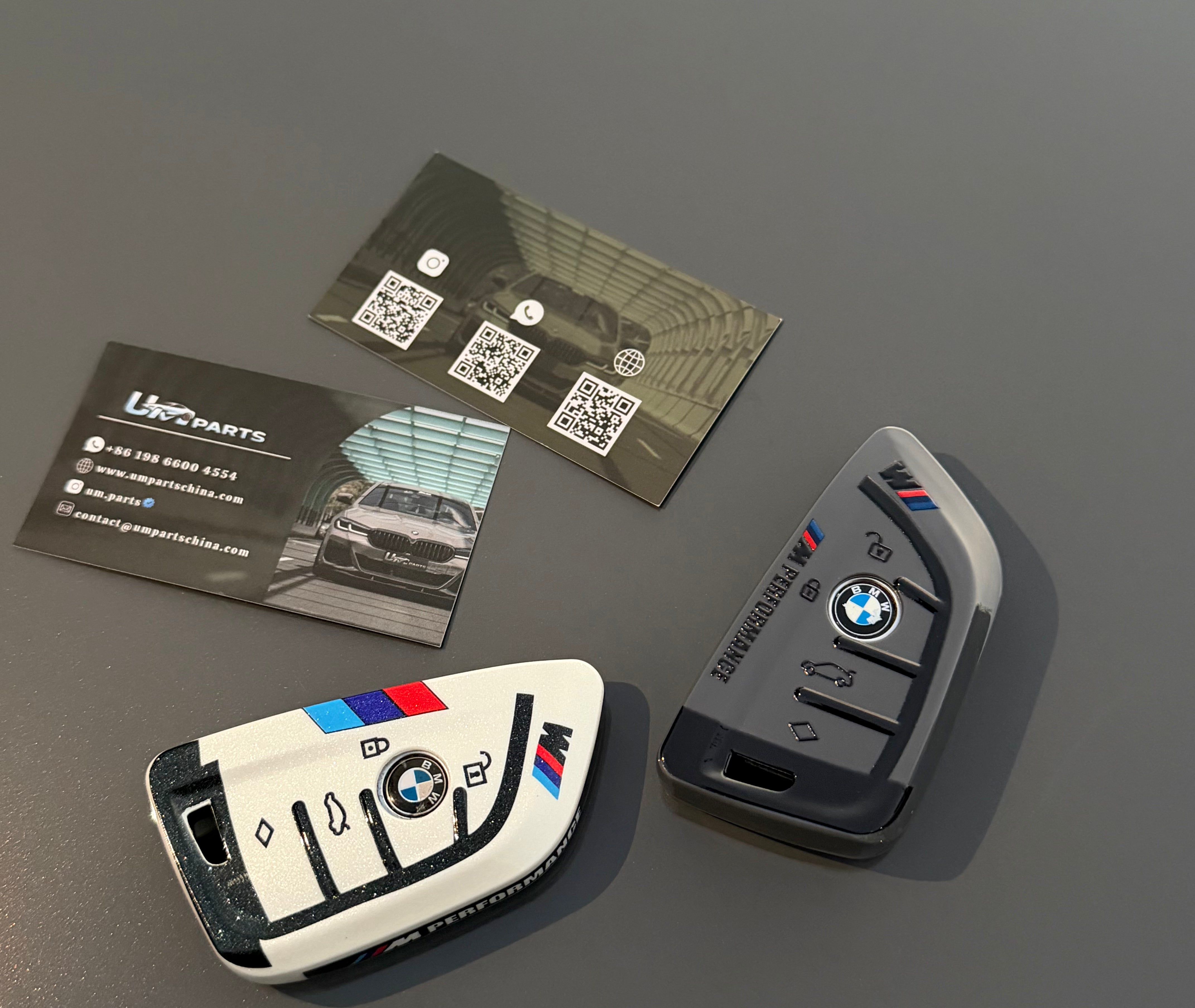 Leather Key Fob Case with Keyring for BMW