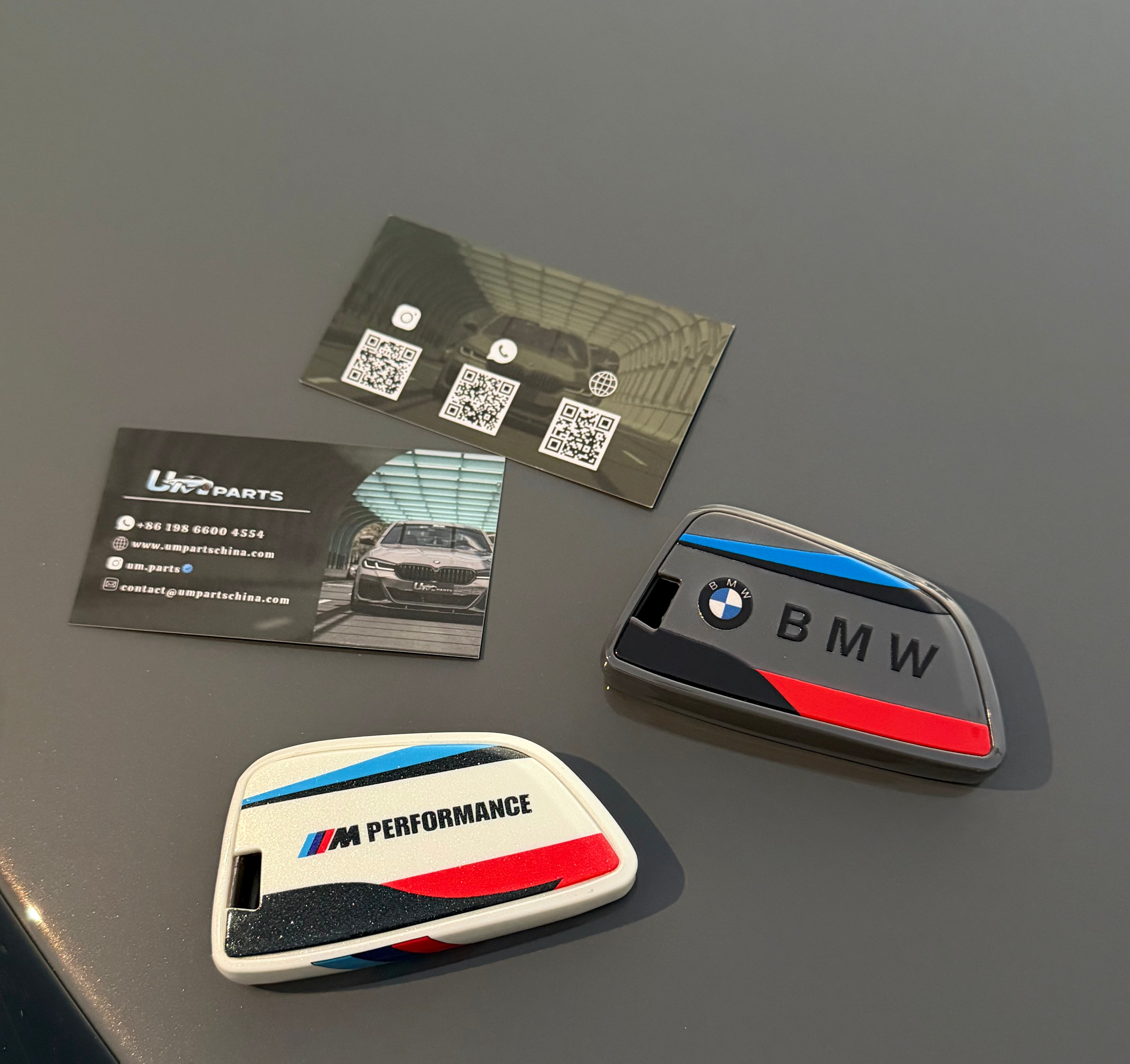 Leather Key Fob Case with Keyring for BMW