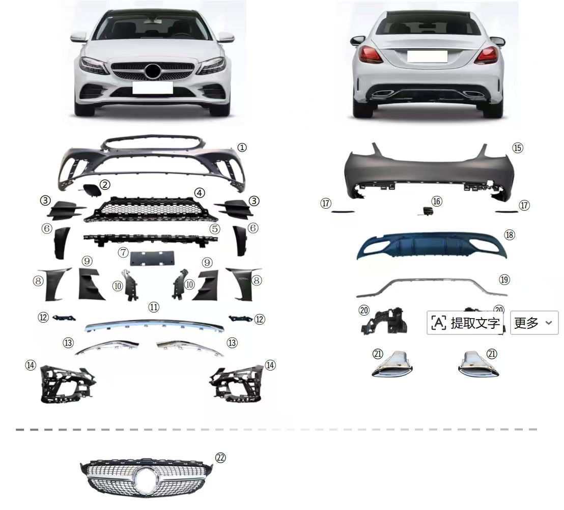 Mercedes-Benz C-Class W205 (2014–2018) to 2020 Facelift Conversion Body Kit – Complete Set with Headlights & Taillights