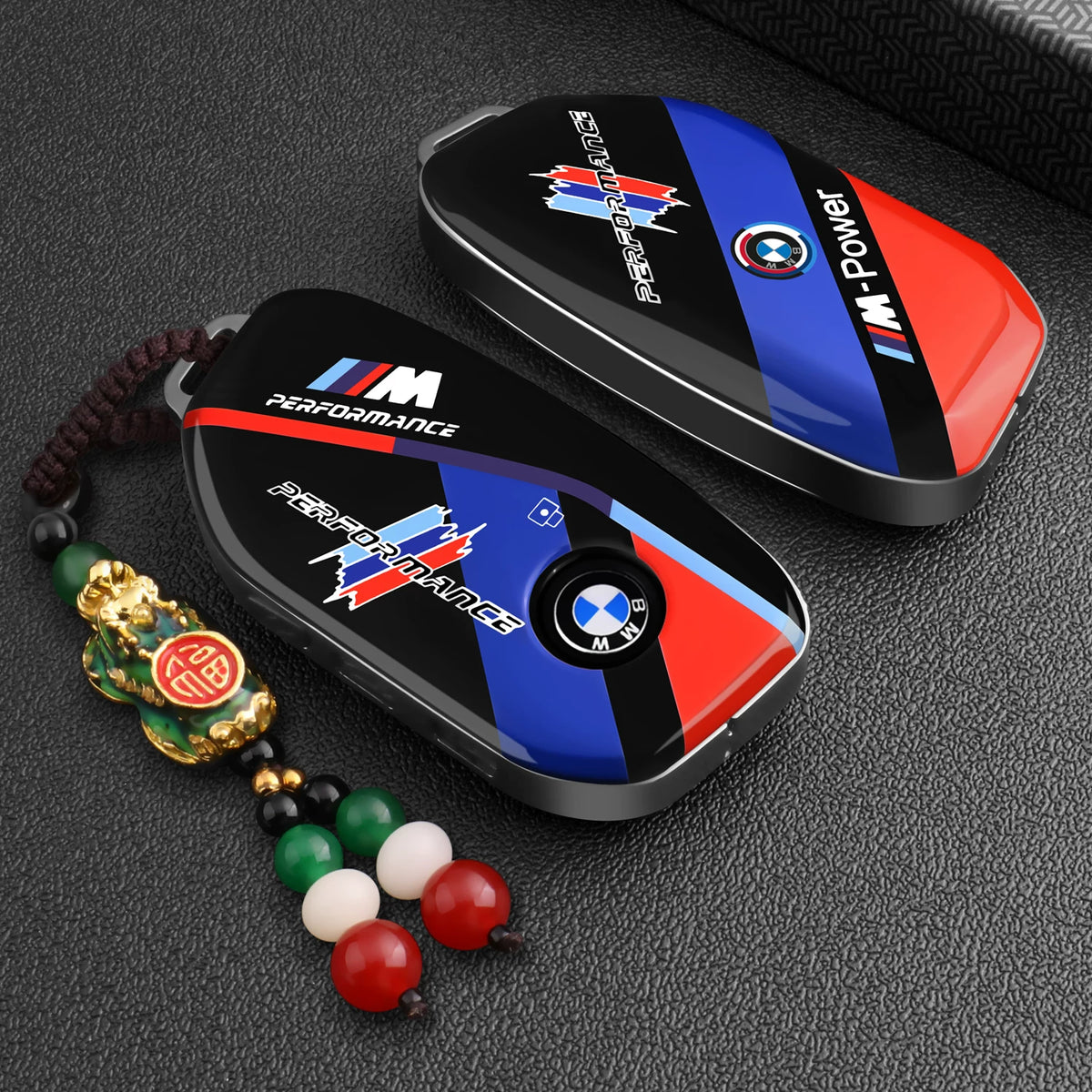 BMW Key Fob Case – G Type New-Generation Key, Motorsport Stripe Design with Keychain Options