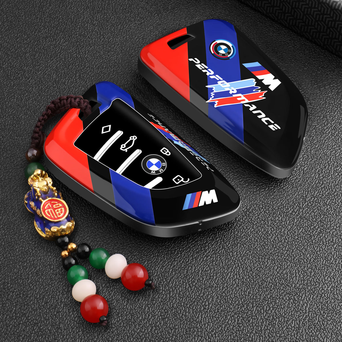 BMW Key Fob Case – A Type Blade Key, Motorsport Stripe Design with Keychain Options