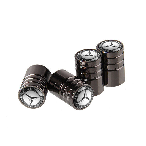 Mercedes-Benz Chrome Tire Valve Stem Caps – 5 Logo Designs, Set of 4