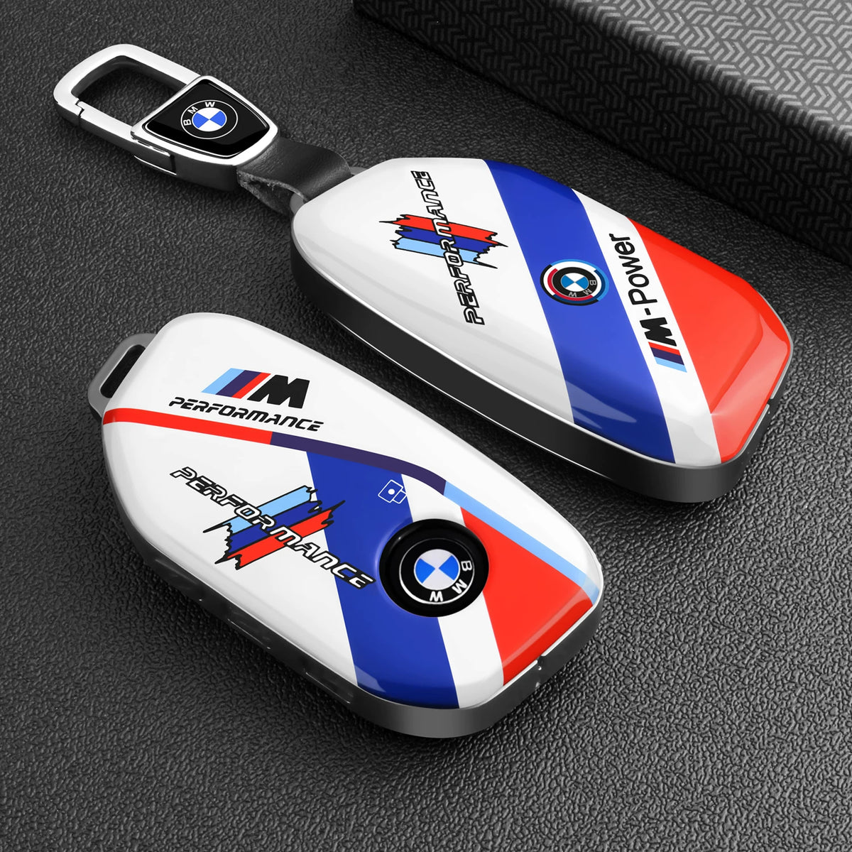 BMW Key Fob Case – G Type New-Generation Key, Motorsport Stripe Design with Keychain Options